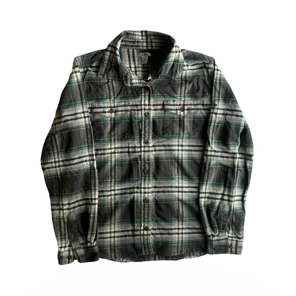 Carhartt Flannel Shirt Womens Large 12-14 Rugged Flex Classic Midweight Plaid